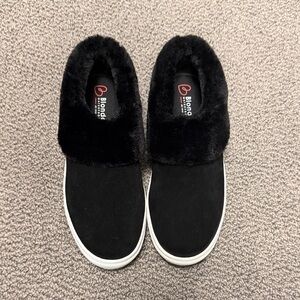 Blondo Black Faux Fur Slip-On Shoes